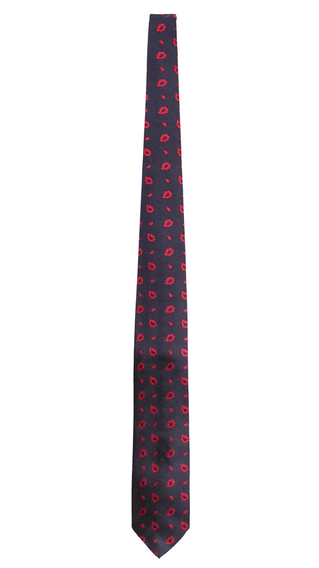 Cravatta di Seta Blu Paisley Rosso 2177 Graffeo Cravatte Made in Italy Intera