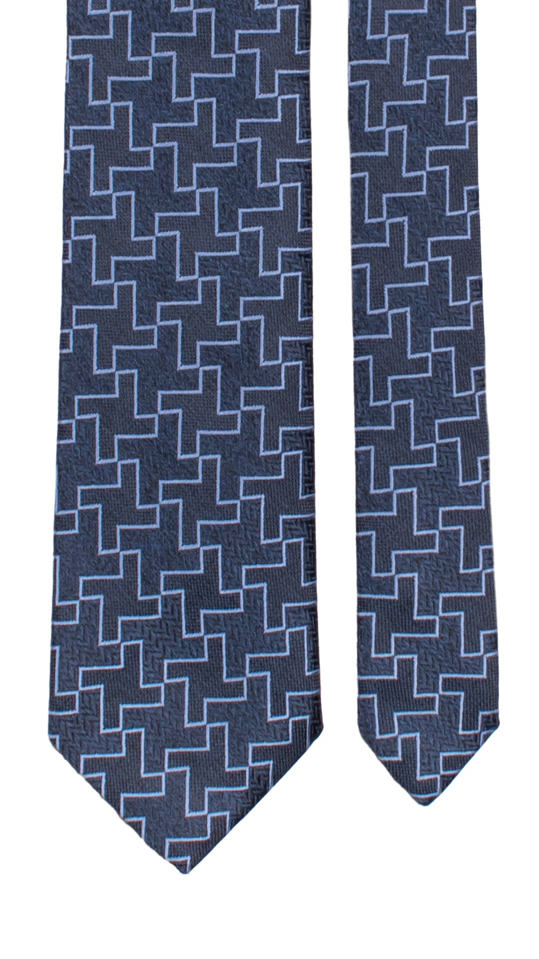 Cravatta di Seta Blu Pied de Poule Celeste AN7186 Graffeo Cravatte Made in Italy Pala