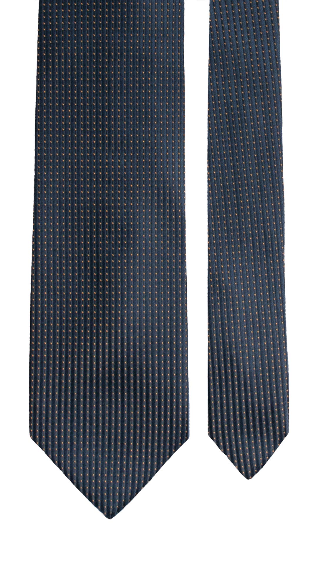 Cravatta di Seta Blu Punto a Spillo Marrone 2155 Graffeo Cravatte Made in Italy Pala