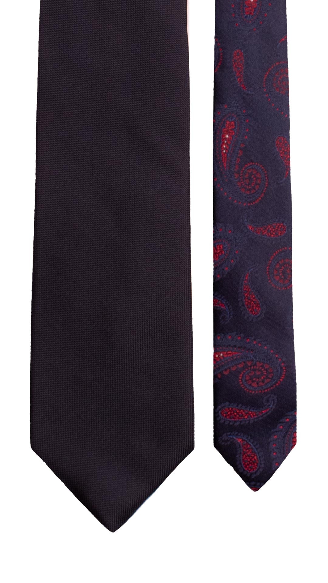 Cravatta di Seta Blu Tinta Unita Nodo in Contrasto Blu Fantasia Tono su Tono Bianco Rosso N3376 Made in Italy Graffeo Cravatte Pala
