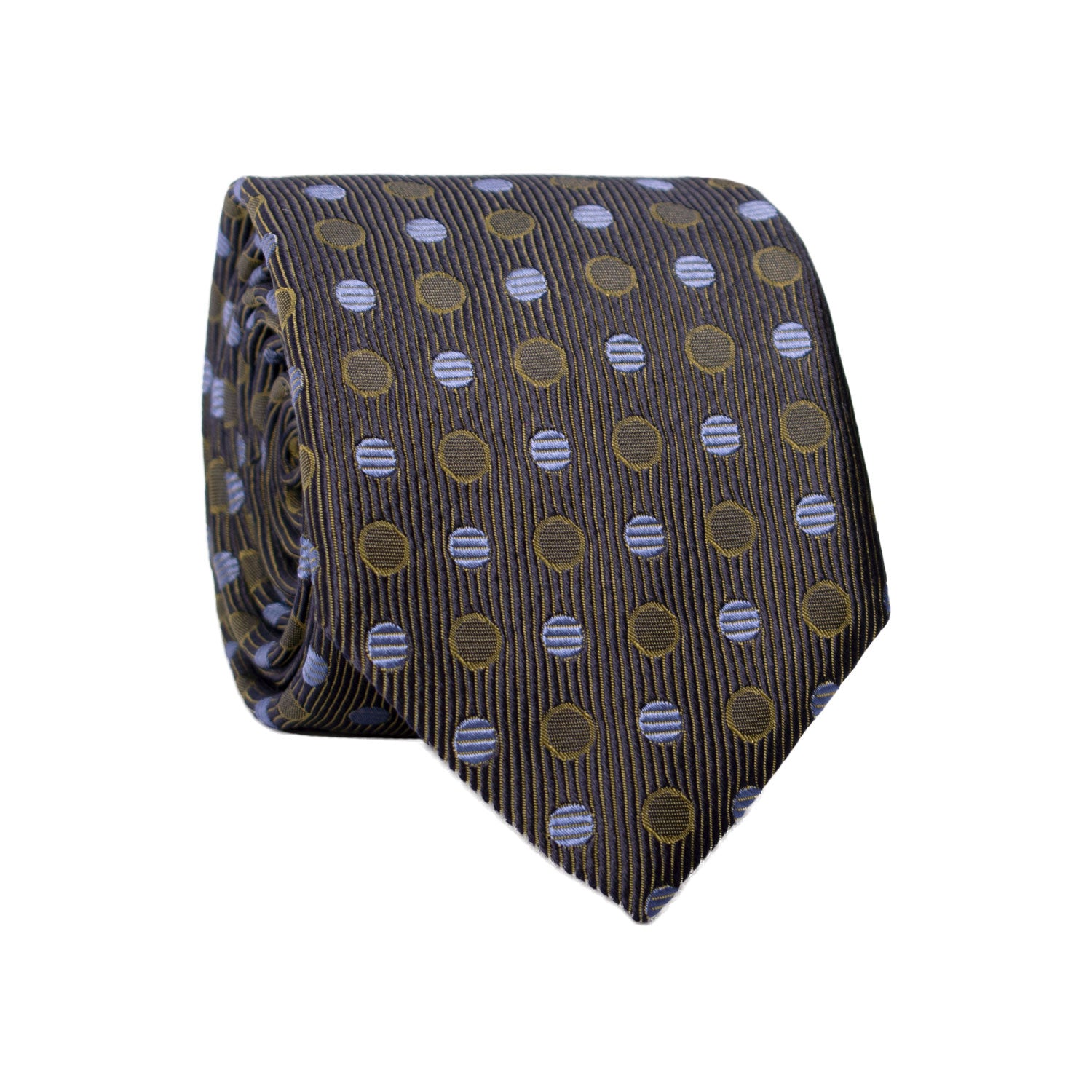 Cravatta di Seta Blu Verde Fantasia Tono su Tono Viola 7245 Graffeo Cravatte Made in Italy Rotolo