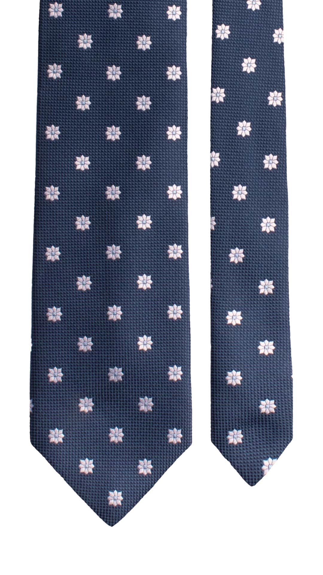 Cravatta di Seta Blu a Fiori Grigio Argento Celeste 1714 Graffeo Cravatte Made in Italy Pala