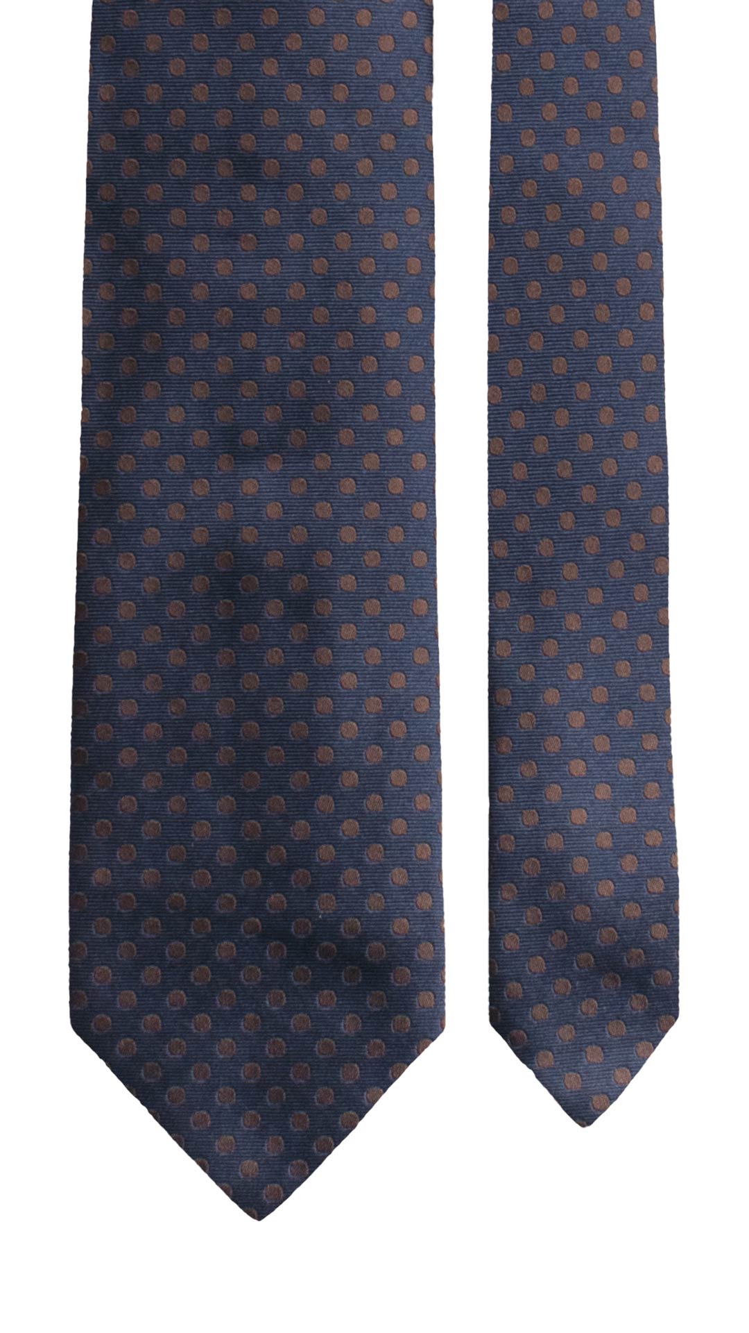 Cravatta di Seta Blu a Pois Marrone 1733 Graffeo Cravatte Made in Italy Pala