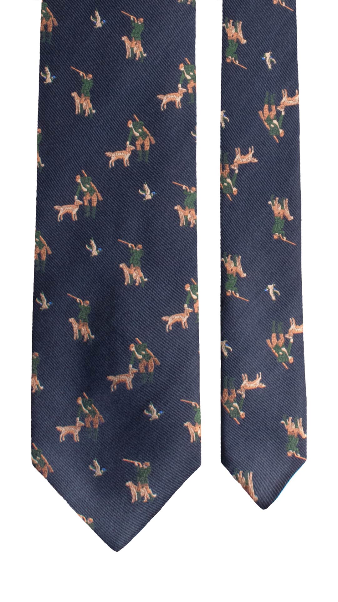Cravatta di Seta Blu con Animali 1871 Graffeo Cravatte Made in Italy Pala