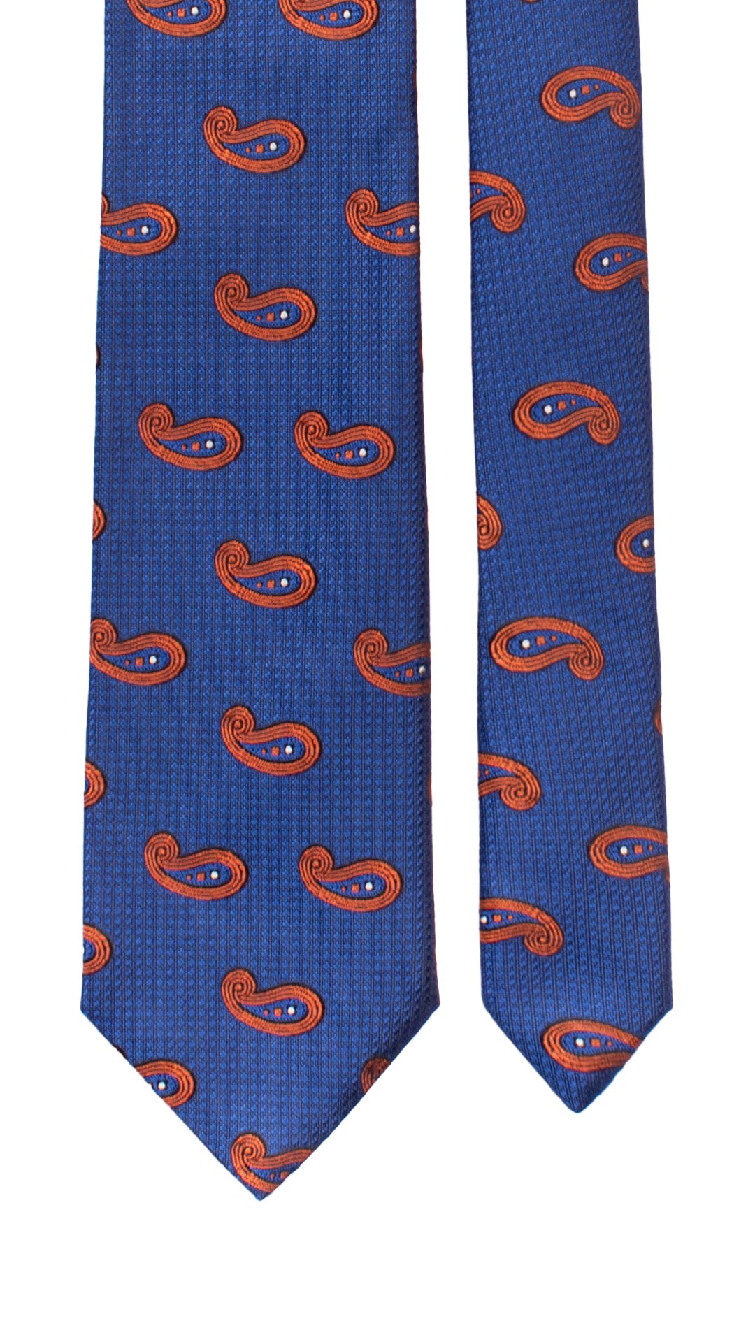 Cravatta di Seta Bluette Paisley Ruggine AN7482 Made in Italy Graffeo Cravatte Pala