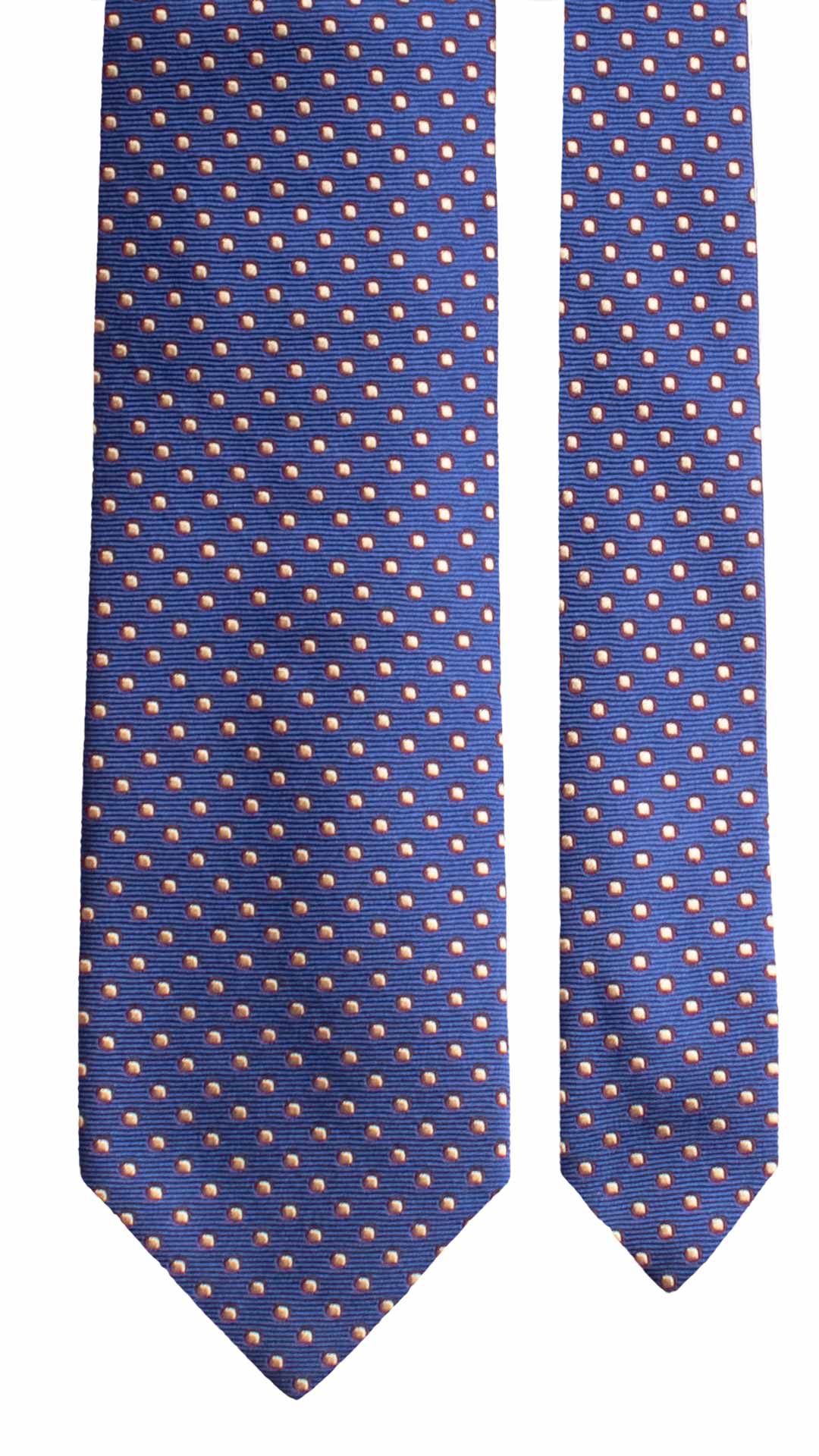 Cravatta di Seta Bluette a Pois Bordeaux Grigio Argento 1983 Graffeo Cravatte Made in Italy Pala