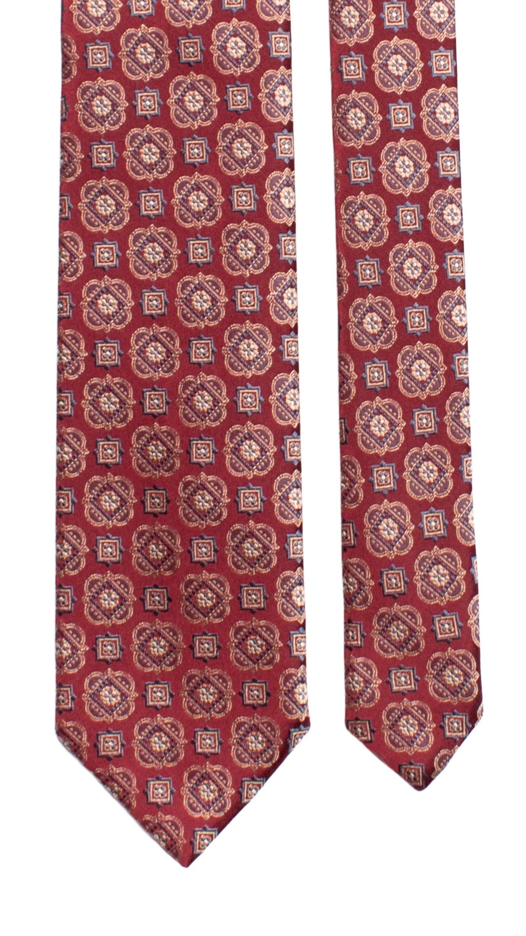 Cravatta di Seta Bordeaux Fantasia Avio Champagne AN7254 Graffeo Cravatte Made in Italy Pala