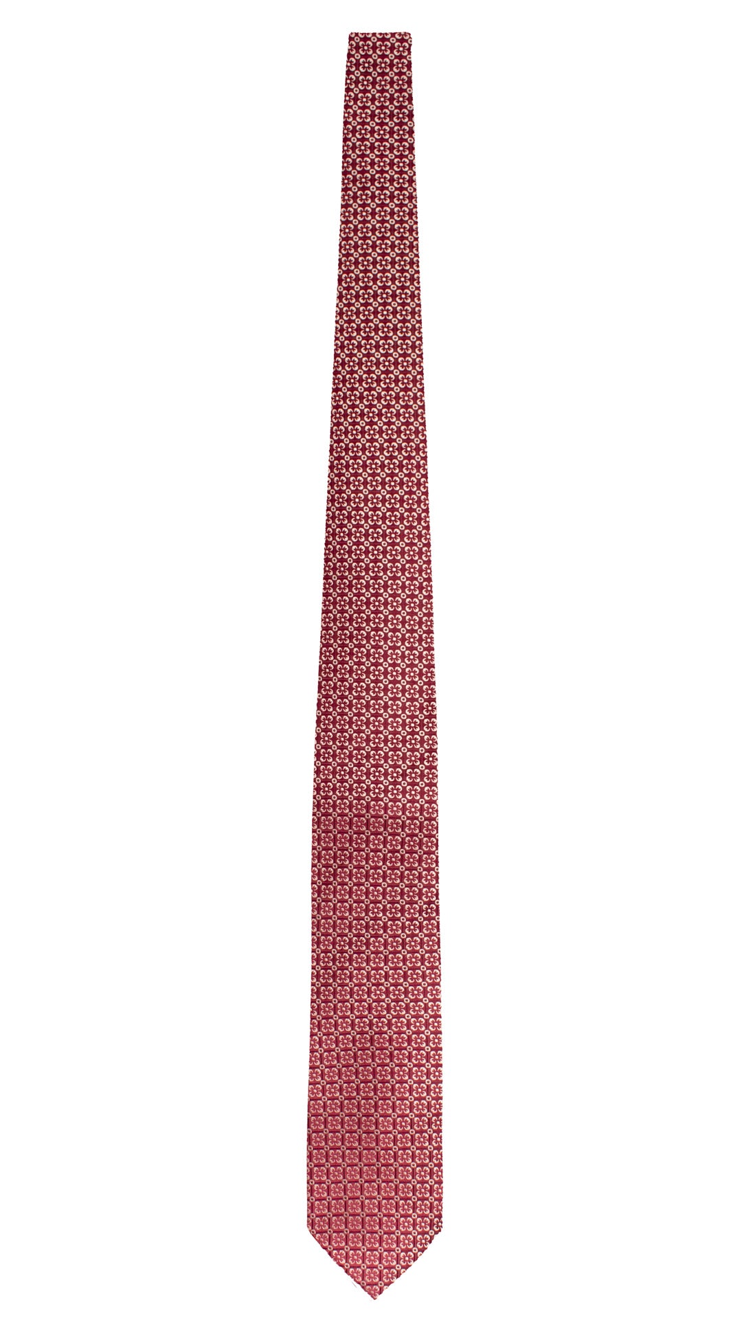 Cravatta di Seta Bordeaux Fantasia Bianca 1849 Graffeo Cravatte Made in Italy Intera