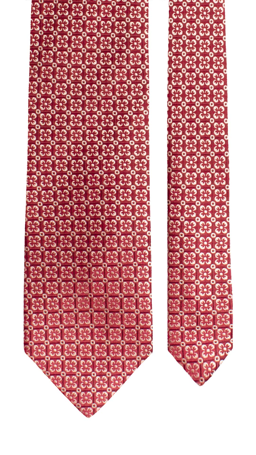 Cravatta di Seta Bordeaux Fantasia Bianca 1849 Graffeo Cravatte Made in Italy Pala