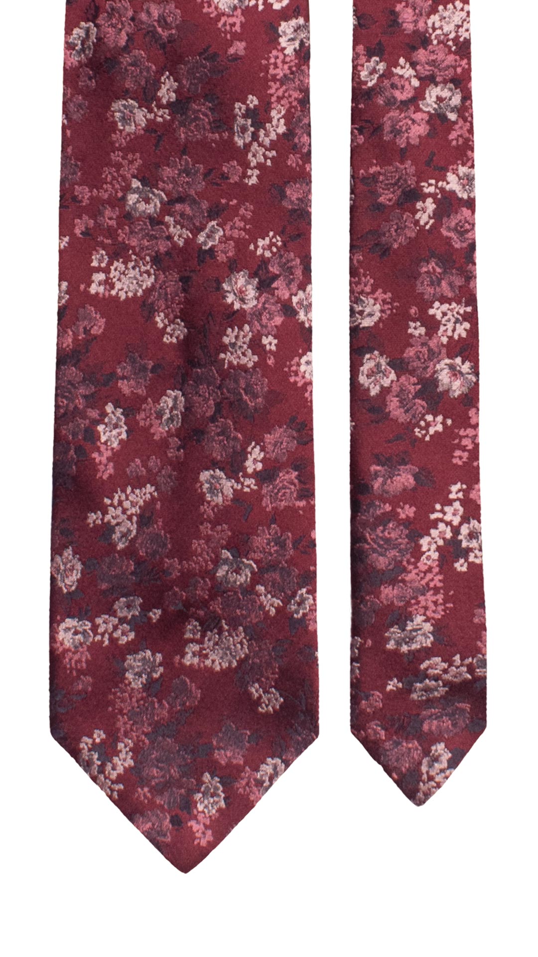 Cravatta di Seta Bordeaux a Fiori Rosa Blu Grigio Argento AN8106 Made in Italy Graffeo Cravatte Pala