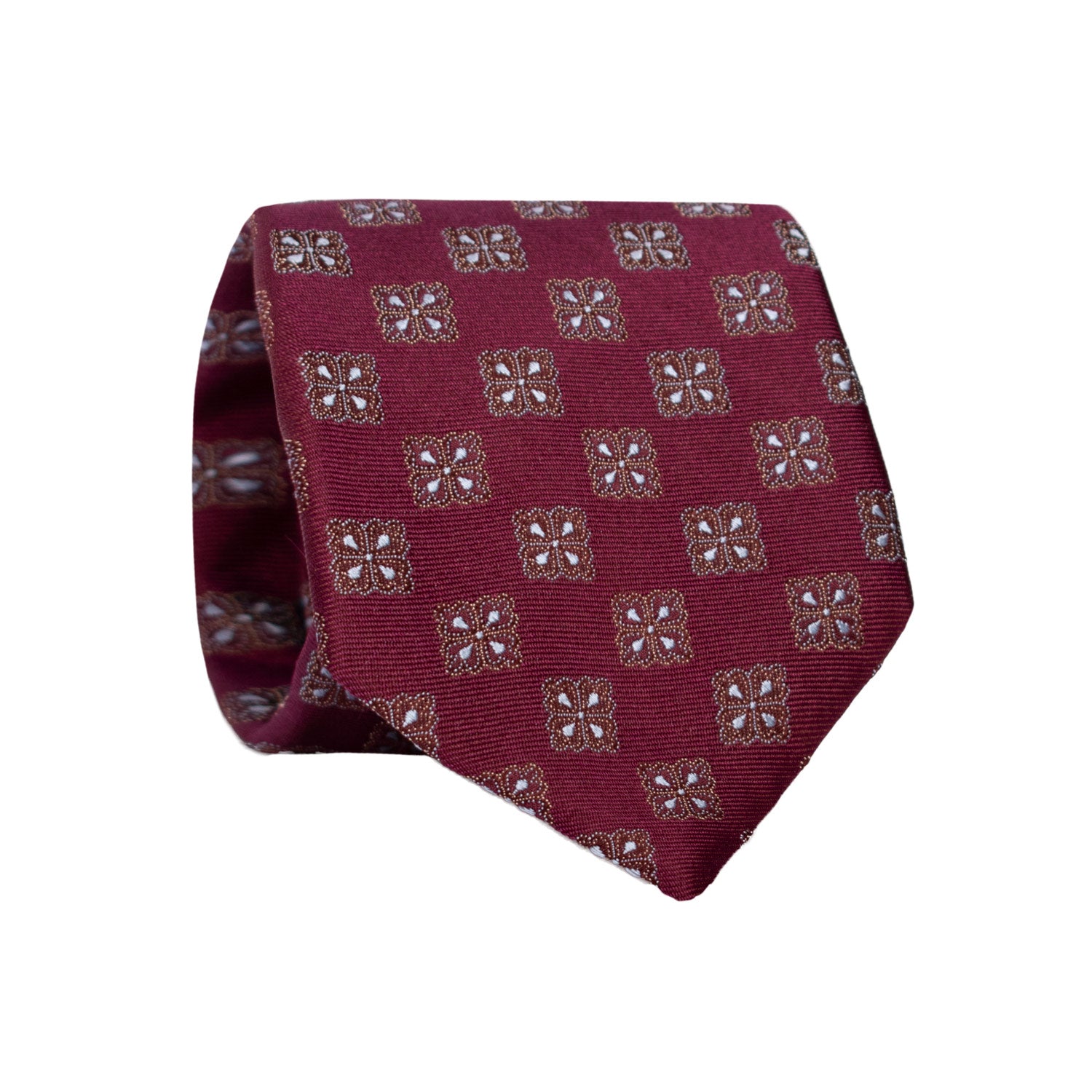 Cravatta di Seta Borgogna Fantasia Celeste AN7149 Graffeo Cravatte Made in Italy Rotolo