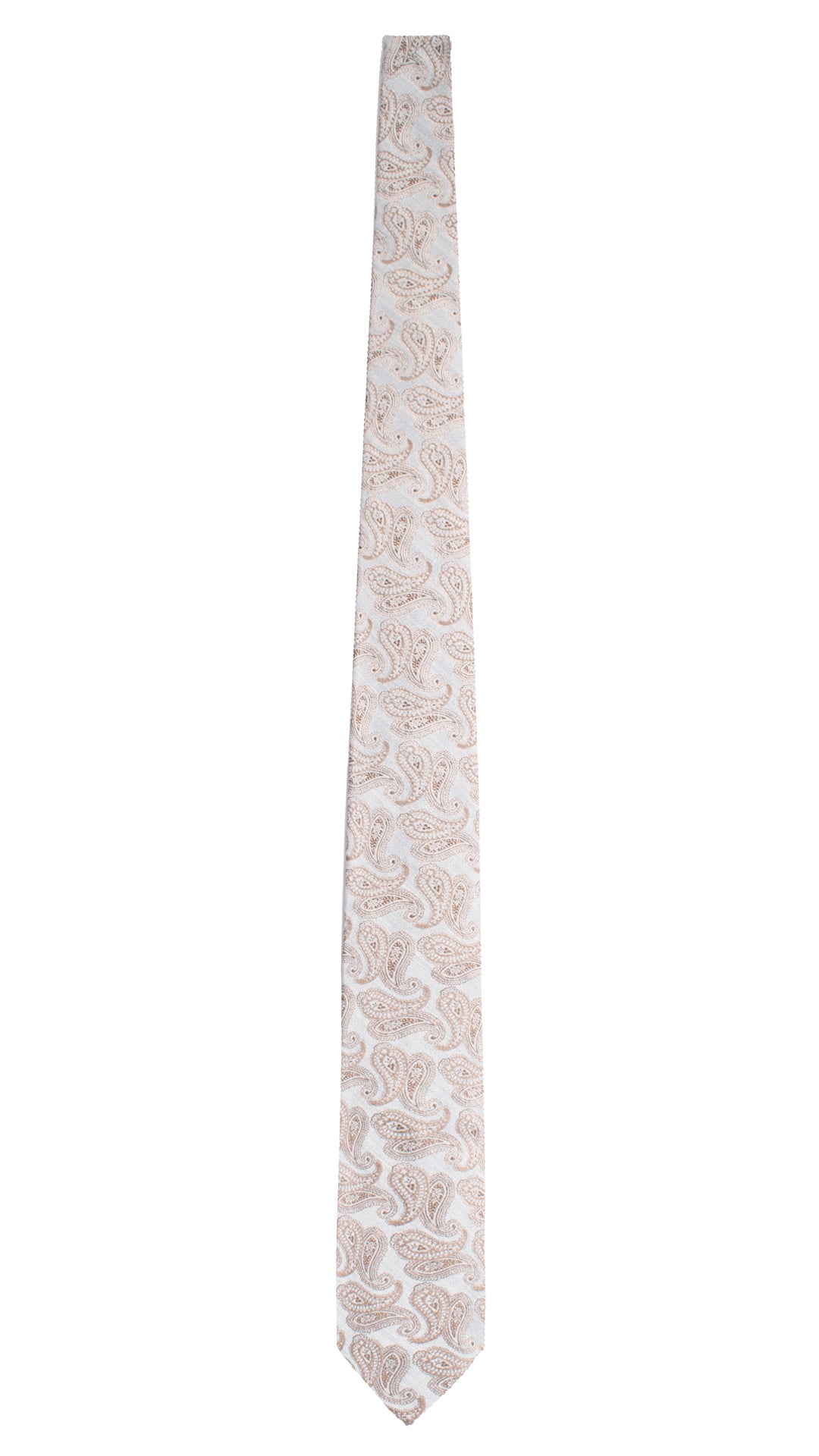 Cravatta di Seta Celeste Polvere Paisley Marrone AN7691 Made in Italy Graffeo Cravatte Intera