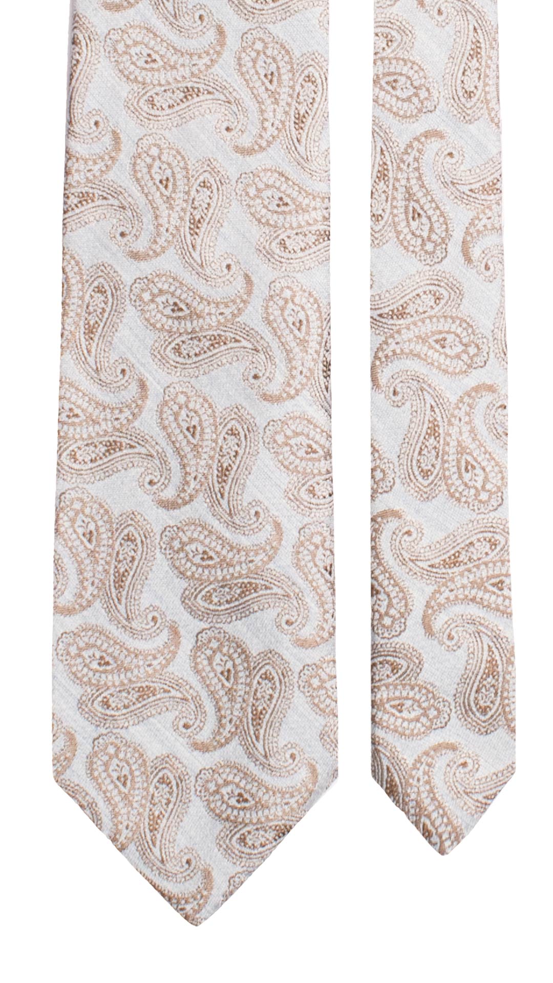 Cravatta di Seta Celeste Polvere Paisley Marrone AN7691 Made in Italy Graffeo Cravatte Pala