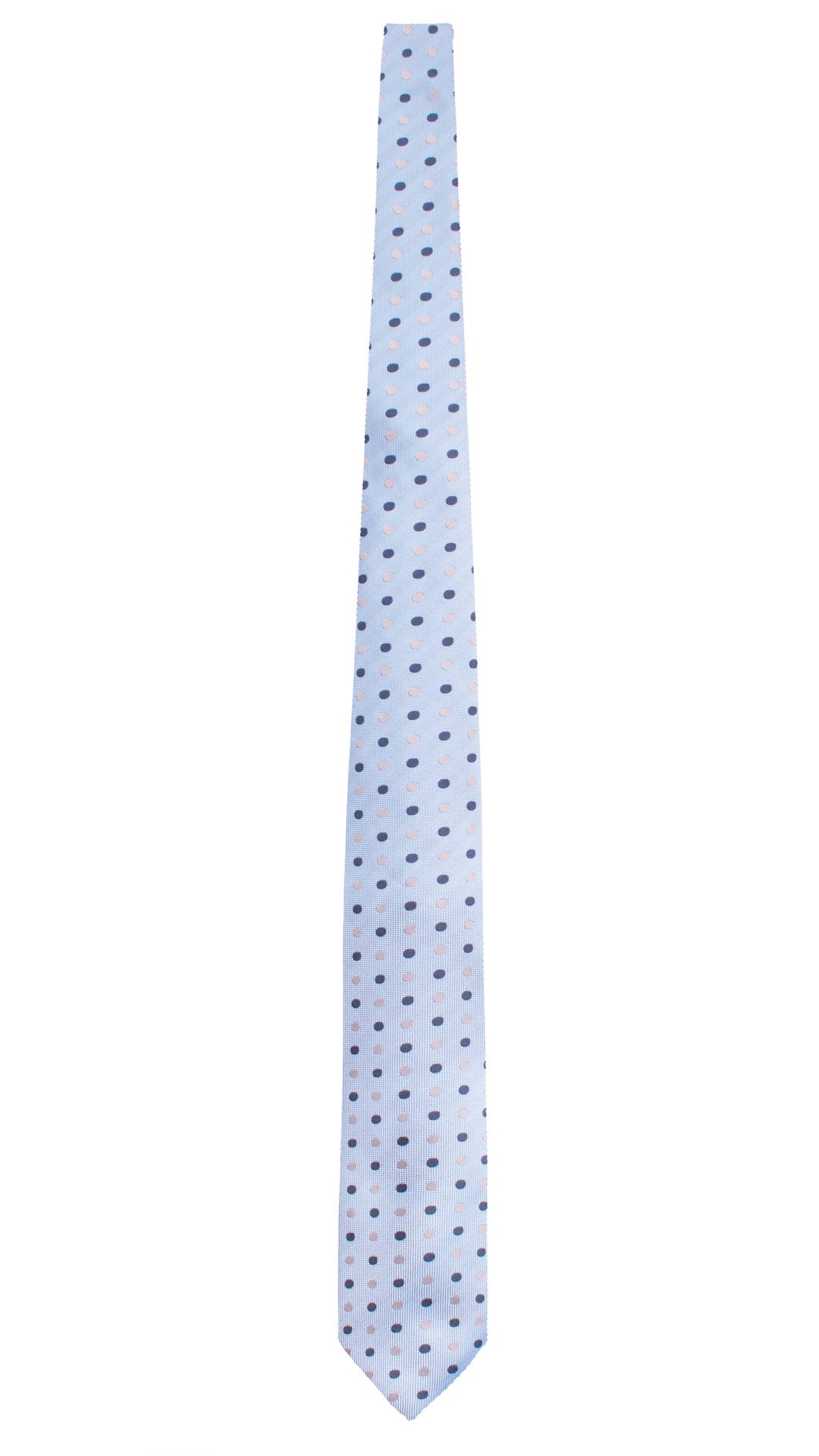 Cravatta di Seta Celeste a Pois Blu Grigio 2052 Graffeo Cravatte Made in Italy Intera
