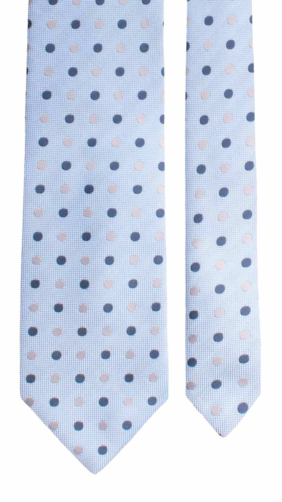 Cravatta di Seta Celeste a Pois Blu Grigio 2052 Graffeo Cravatte Made in Italy Pala