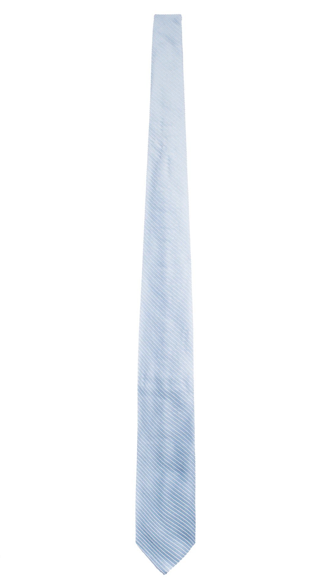 Cravatta di Seta Celeste con Righe Grigio Argento 7698 Made in Italy Graffeo Cravatte Intera