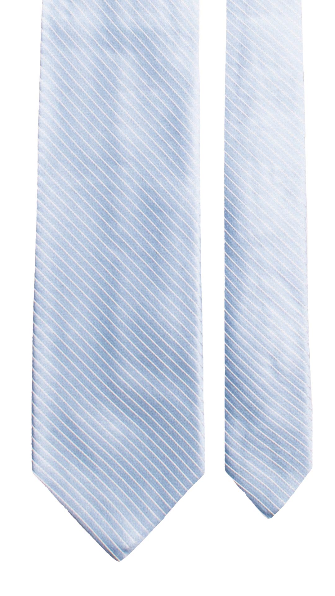 Cravatta di Seta Celeste con Righe Grigio Argento 7698 Made in Italy Graffeo Cravatte Pala
