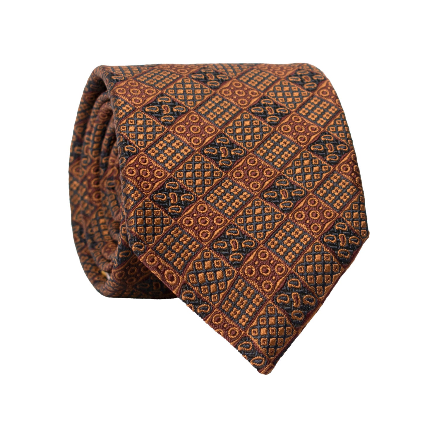 Cravatta di Seta Color Bronzo Fantasia Multicolor 7519 Made in Italy Graffeo Cravatte Rotolo