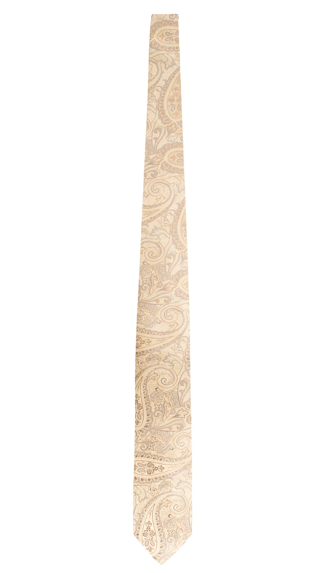 Cravatta di Seta Color Champagne Paisley Grigio Beige 1742 Graffeo Cravatte Made in Italy Intera