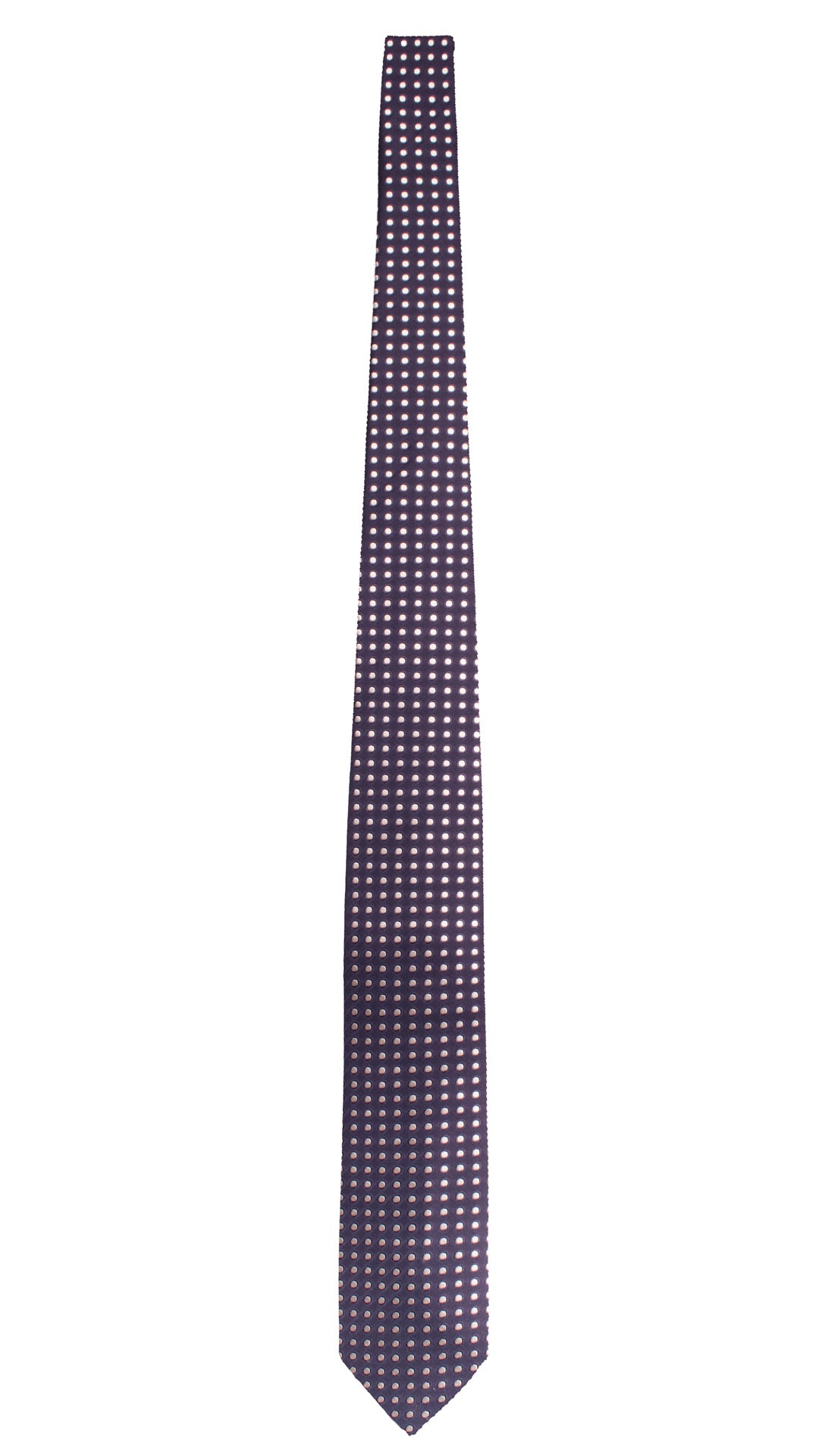 Cravatta di Seta Color Melanzana a Pois Grigio Argento 1822 Graffeo Cravatte Made in Italy Intera