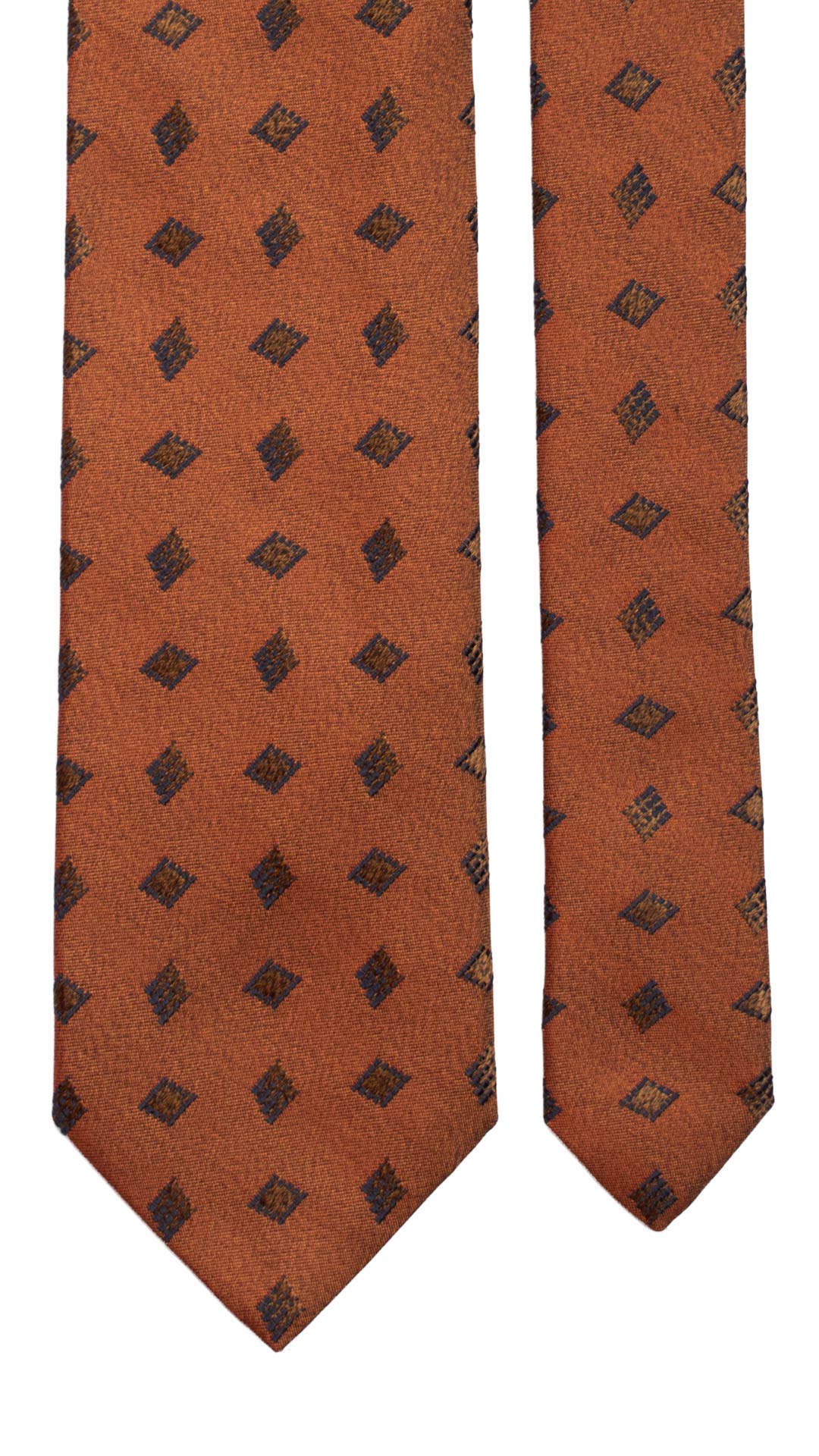 Cravatta di Seta Color Ruggine Cangiante Fantasia Blu 7085 Made in Italy Graffeo Cravatte Pala