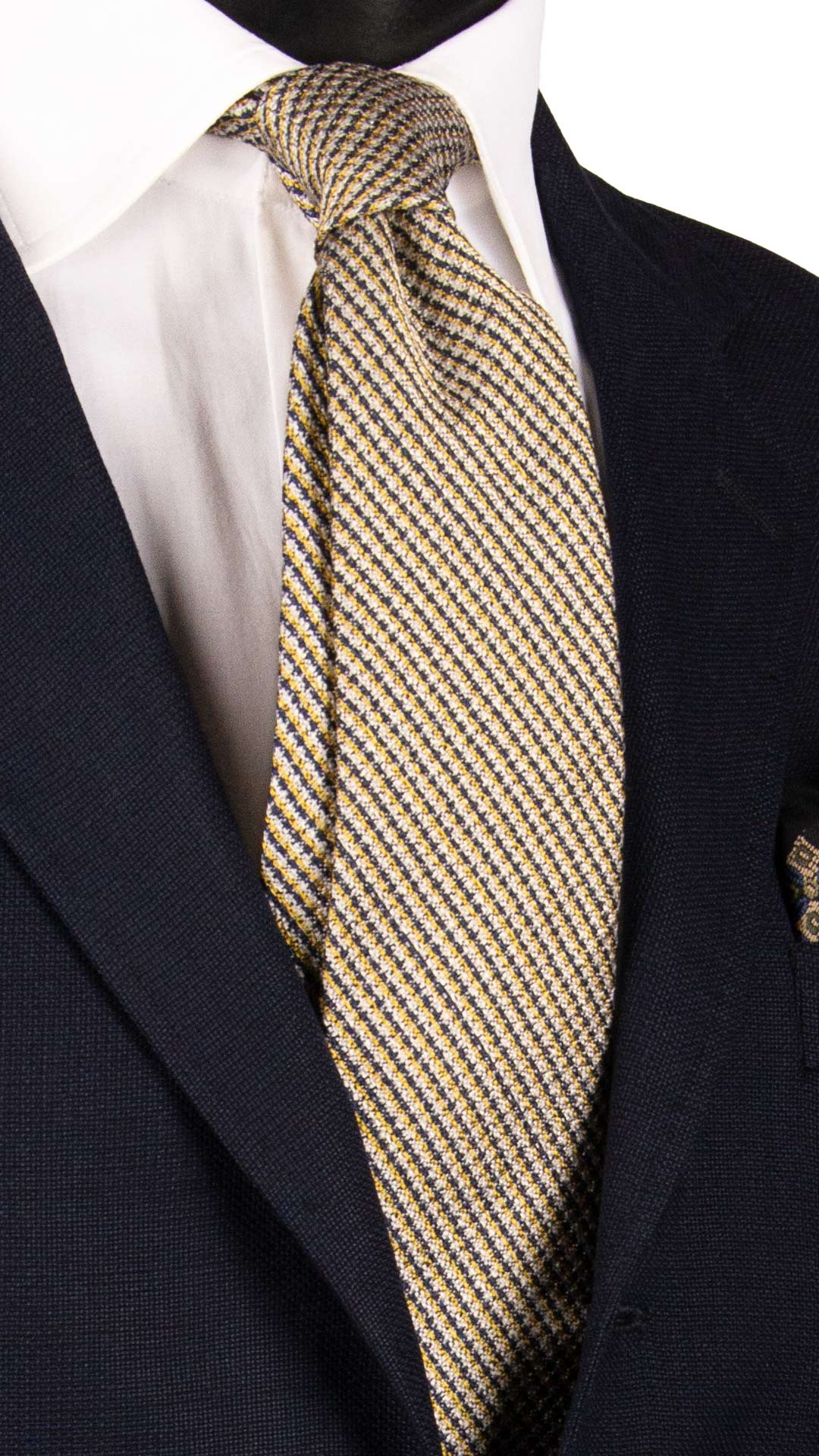 Cravatta-di-Seta-Fantasia-Blu-Bianco-Giallo-7125