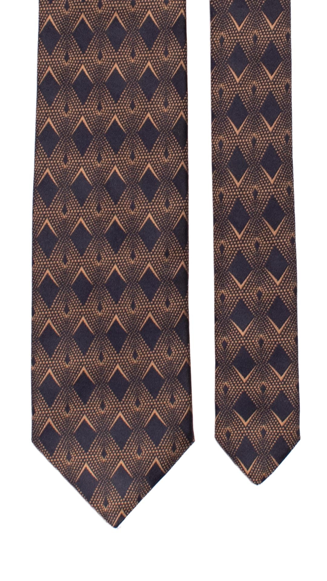 Cravatta di Seta Fantasia Marrone Blu 7179 Graffeo Cravatte Made in Italy Pala