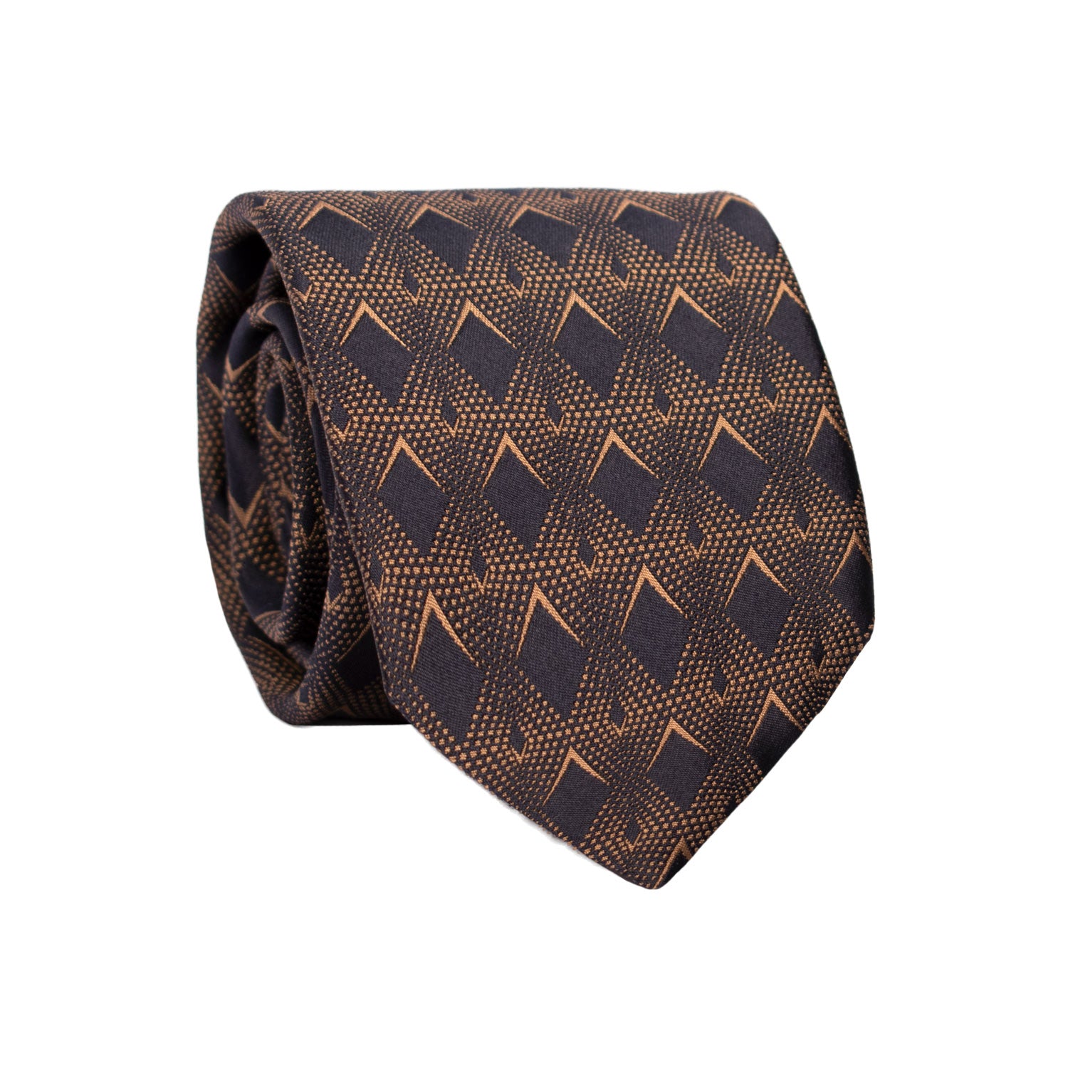 Cravatta di Seta Fantasia Marrone Blu 7179 Graffeo Cravatte Made in Italy Rotolo