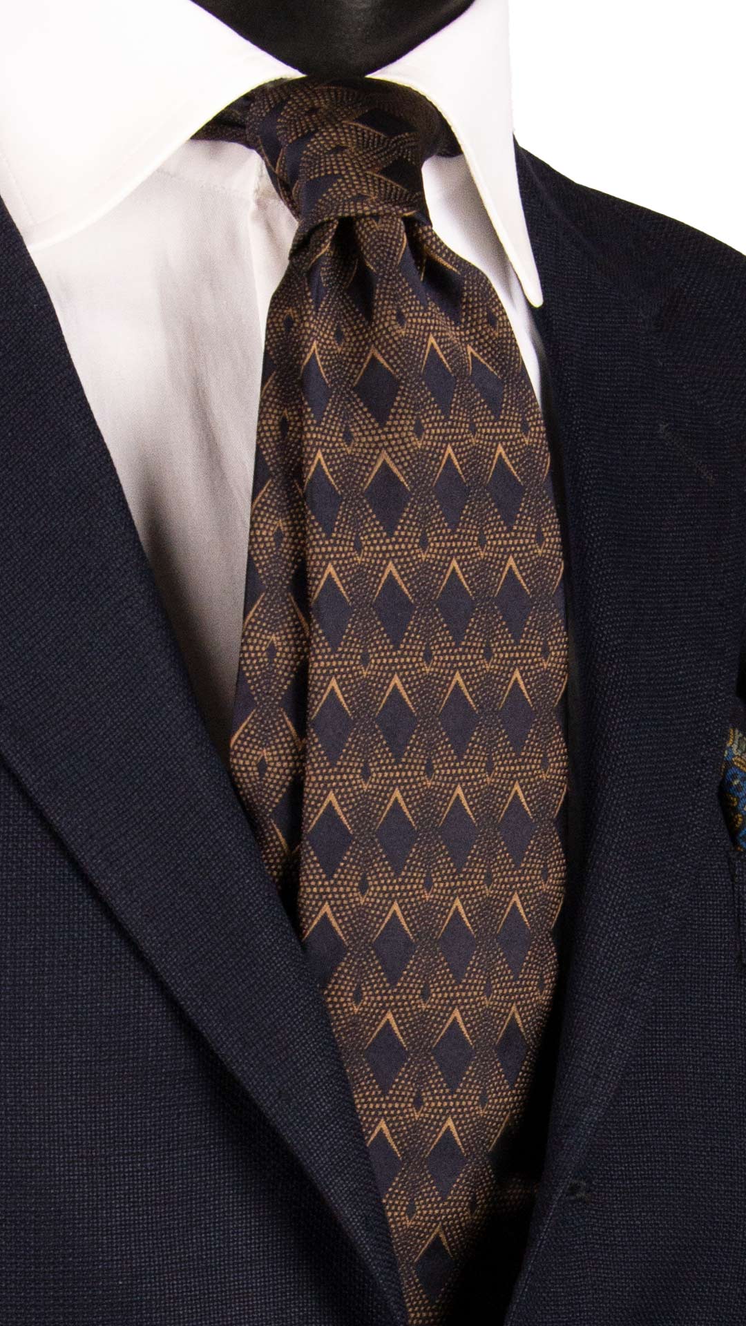 Cravatta di Seta Fantasia Marrone Blu 7179 Graffeo Cravatte Made in Italy