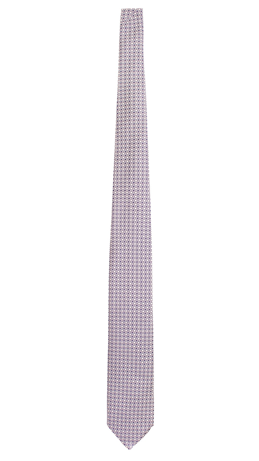 Cravatta di Seta Fantasia Viola Bianco 7534 Made in Italy Graffeo Cravatte Intera