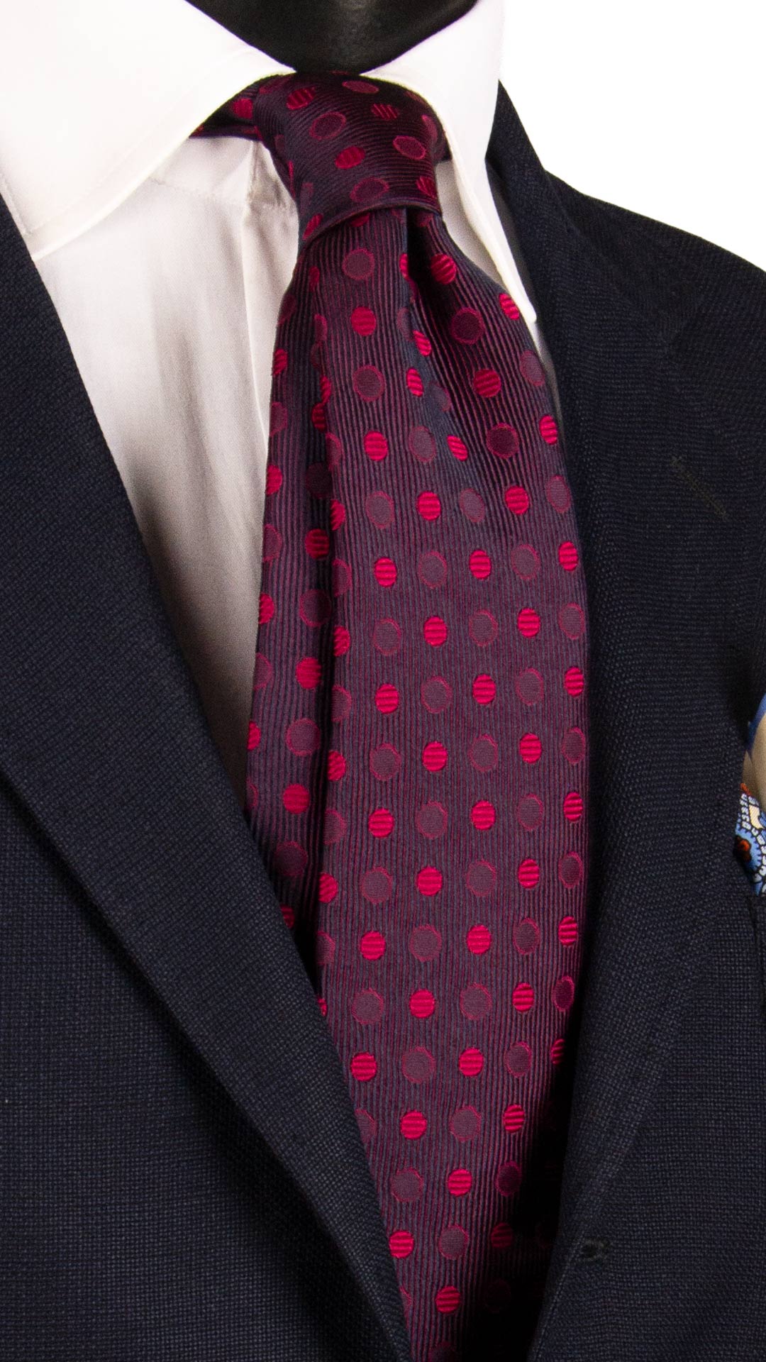 Cravatta di Seta Fucsia Blu Fantasia Tono su Tono 7250 Graffeo Cravatte Made in Italy