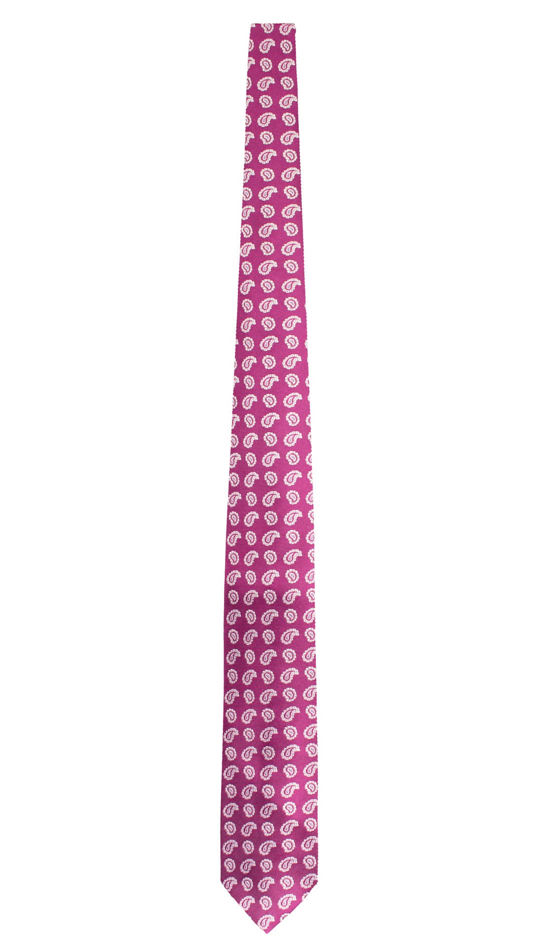 Cravatta di Seta Fucsia Paisley Grigio Argento Lilla 1861 Graffeo Cravatte Made in Italy Intera
