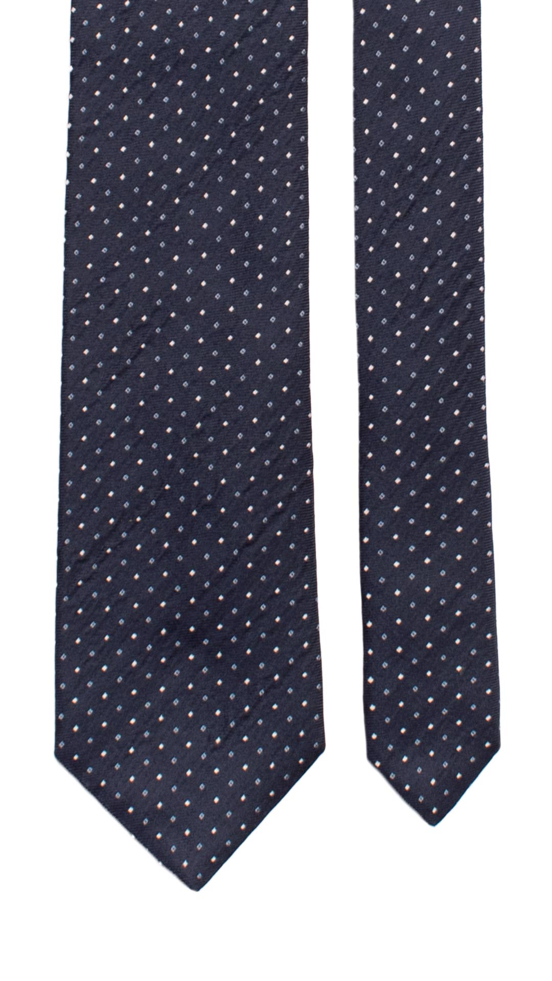 Cravatta di Seta Goffrata Blu Fantasia Celeste Bianca 7231 Graffeo Cravatte Made in Italy Pala