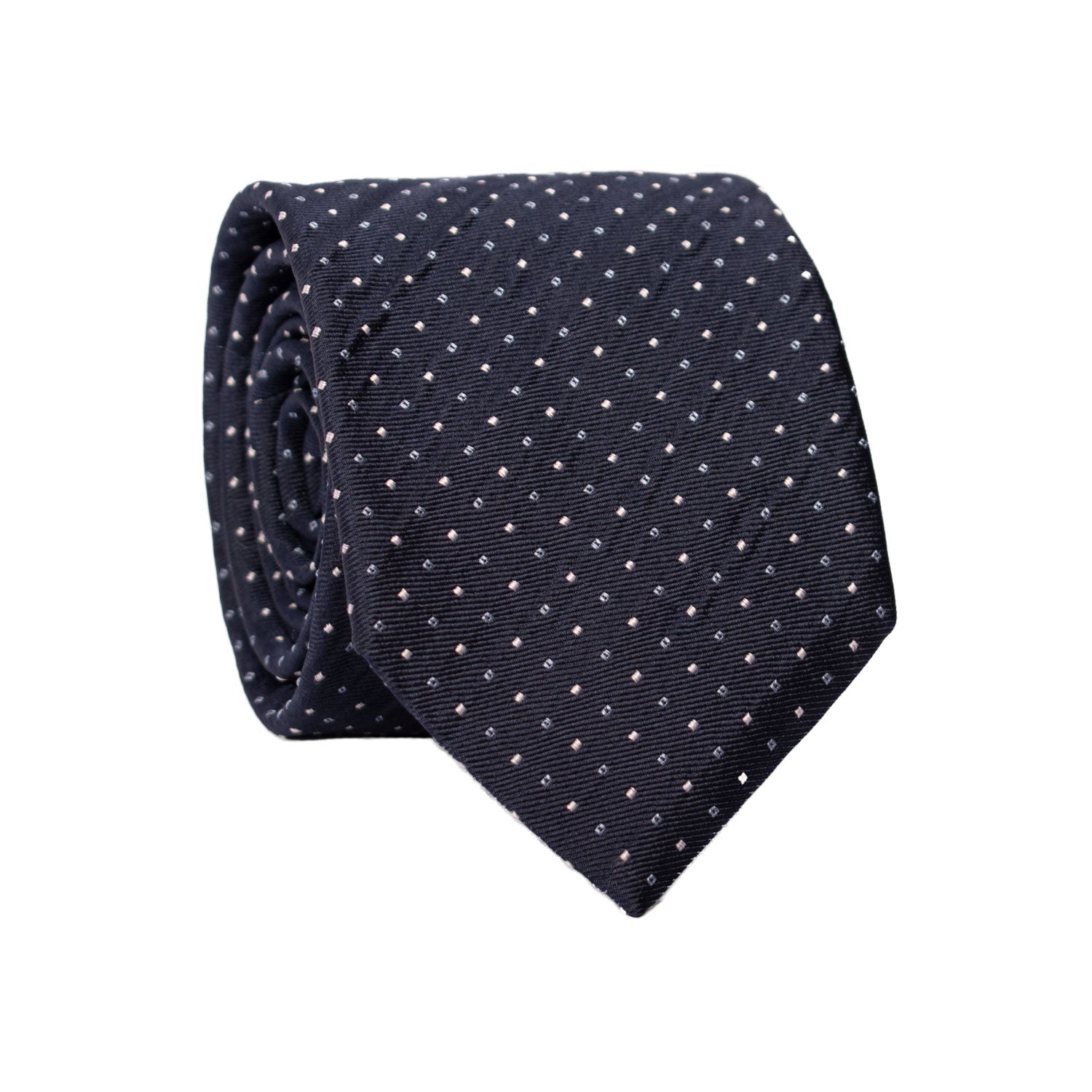 Cravatta di Seta Goffrata Blu Fantasia Celeste Bianca 7231 Graffeo Cravatte Made in Italy Rotolo