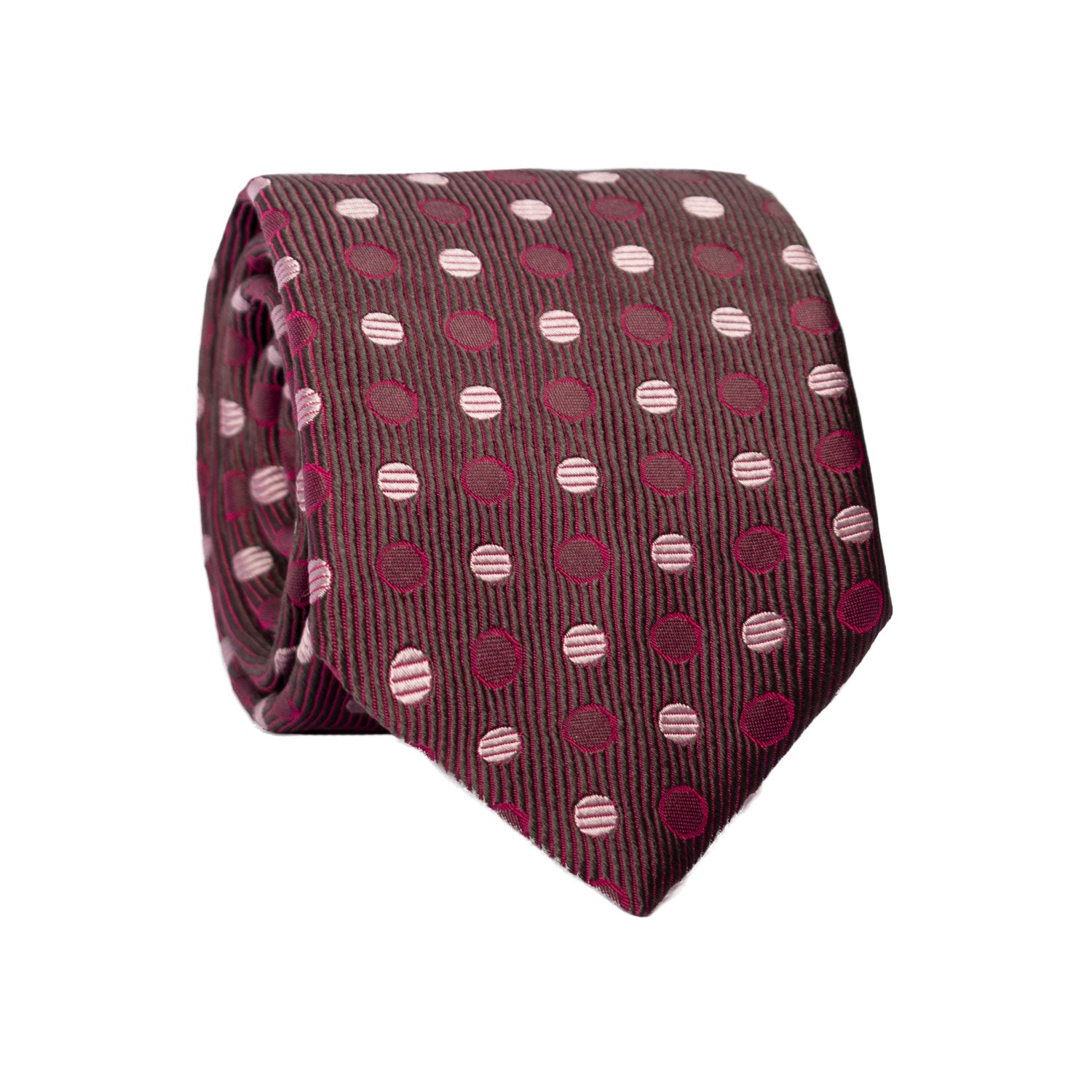 Cravatta di Seta Grigia Fucsia Fantasia Tono su Tono Glicine 7246 Graffeo Cravatte Made in Italy Rotolo