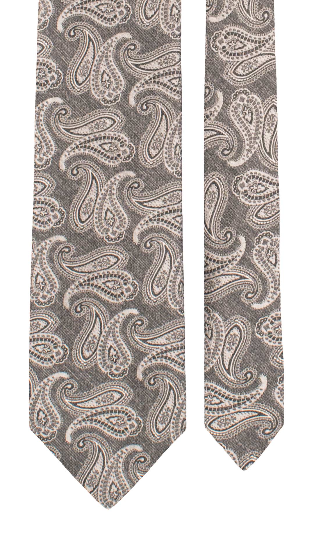Cravatta di Seta Grigia Paisley Grigio Argento AN7610 Made in Italy Graffeo Cravatte Pala