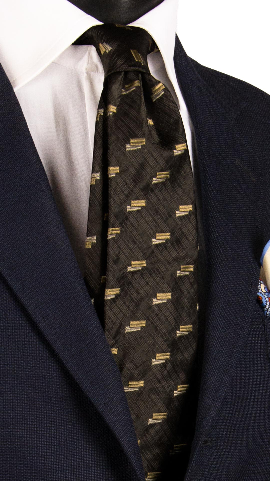 Cravatta di Seta Grigia Scura Lurex Fantasia Champagne Beige 7238 Graffeo Cravatte Made in Italy