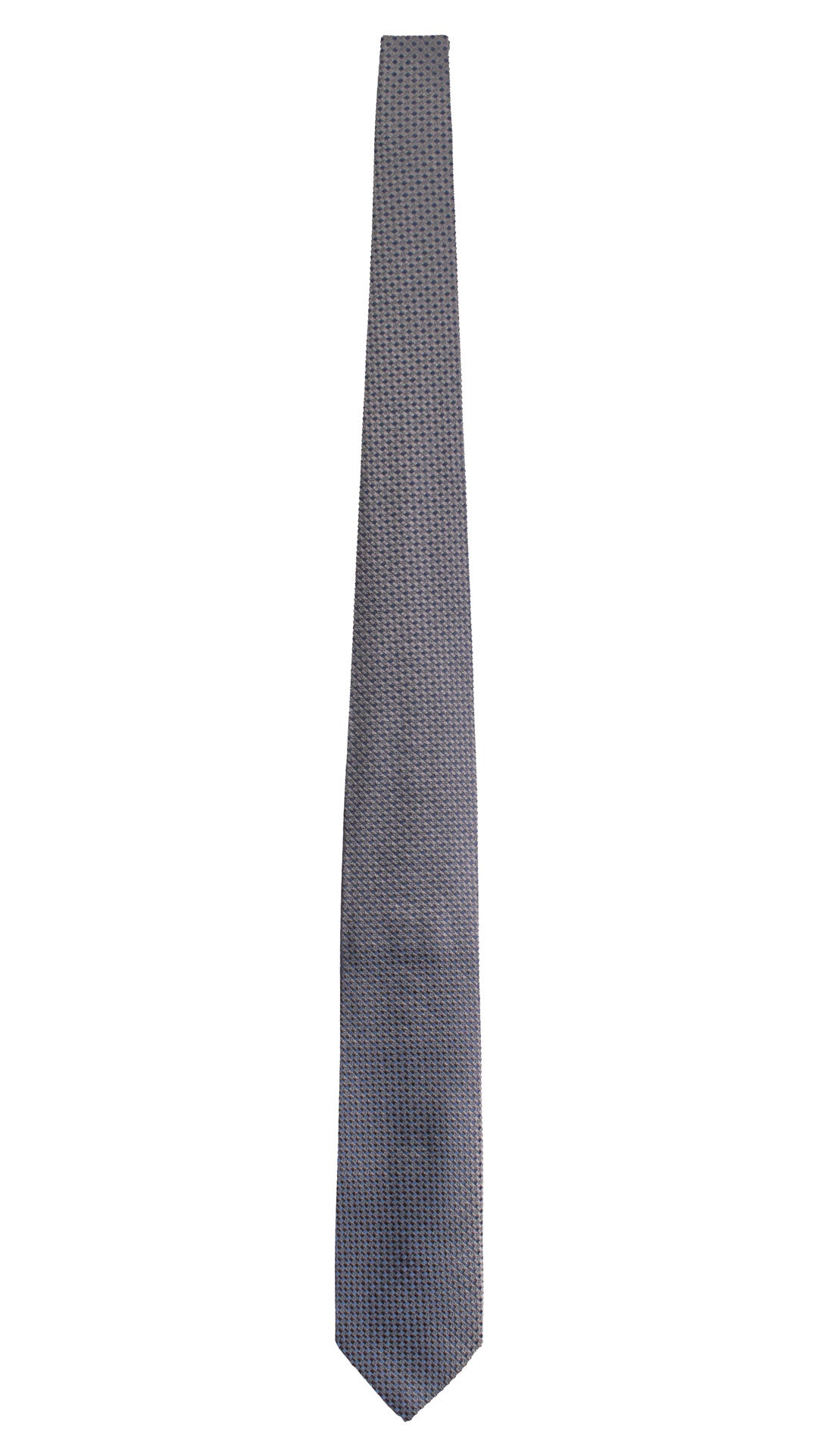 Cravatta di Seta Grigio Antracite Fantasia Blu AN7770 Made in Italy Graffeo Cravatte Intera
