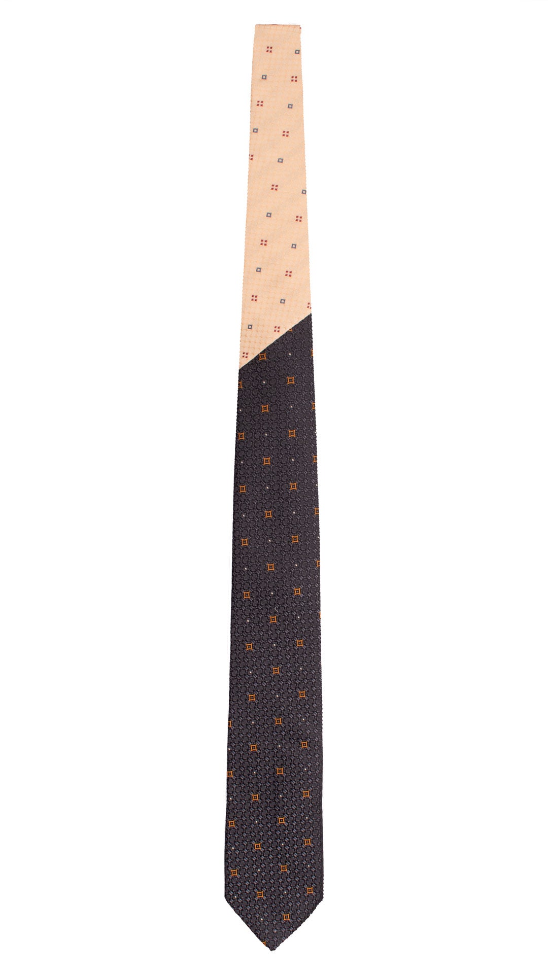 Cravatta di Seta Grigio Antracite Fantasia Tono su Tono Ruggine Nodo in Contrasto Beige Fantasia Blu Rosso Bordeaux N3413 Made in Italy Graffeo Cravatte Intera