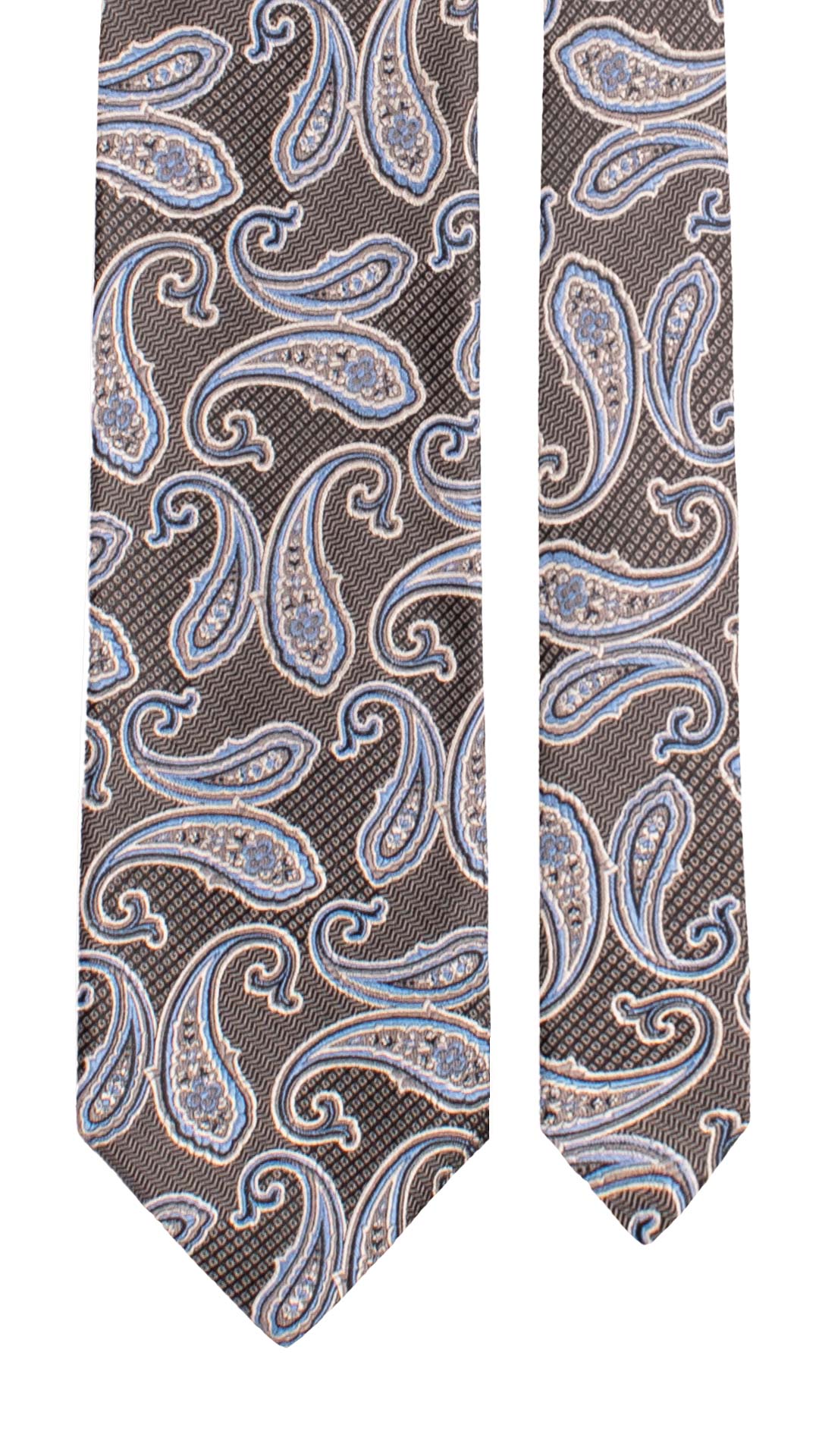 Cravatta di Seta Grigio Antracite Paisley Nero Azzurro Bianco AN7637 Made in Italy Graffeo Cravatte Pala
