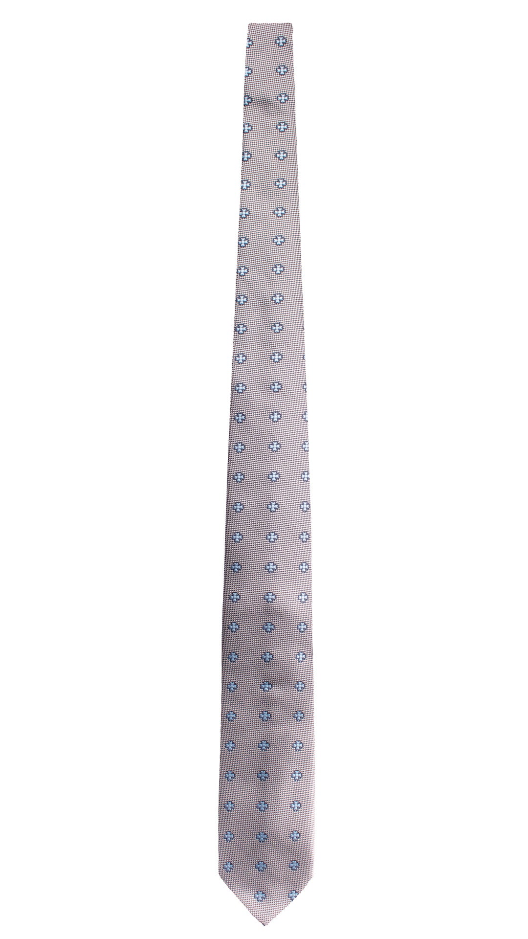 Cravatta di Seta Grigio Argento Blu Fantasia Celeste 1771 Graffeo Cravatte Made in Italy Intera
