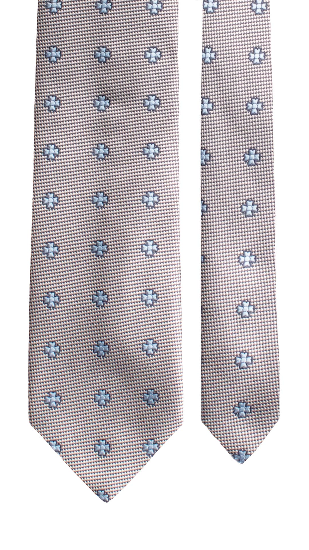 Cravatta di Seta Grigio Argento Blu Fantasia Celeste 1771 Graffeo Cravatte Made in Italy Pala