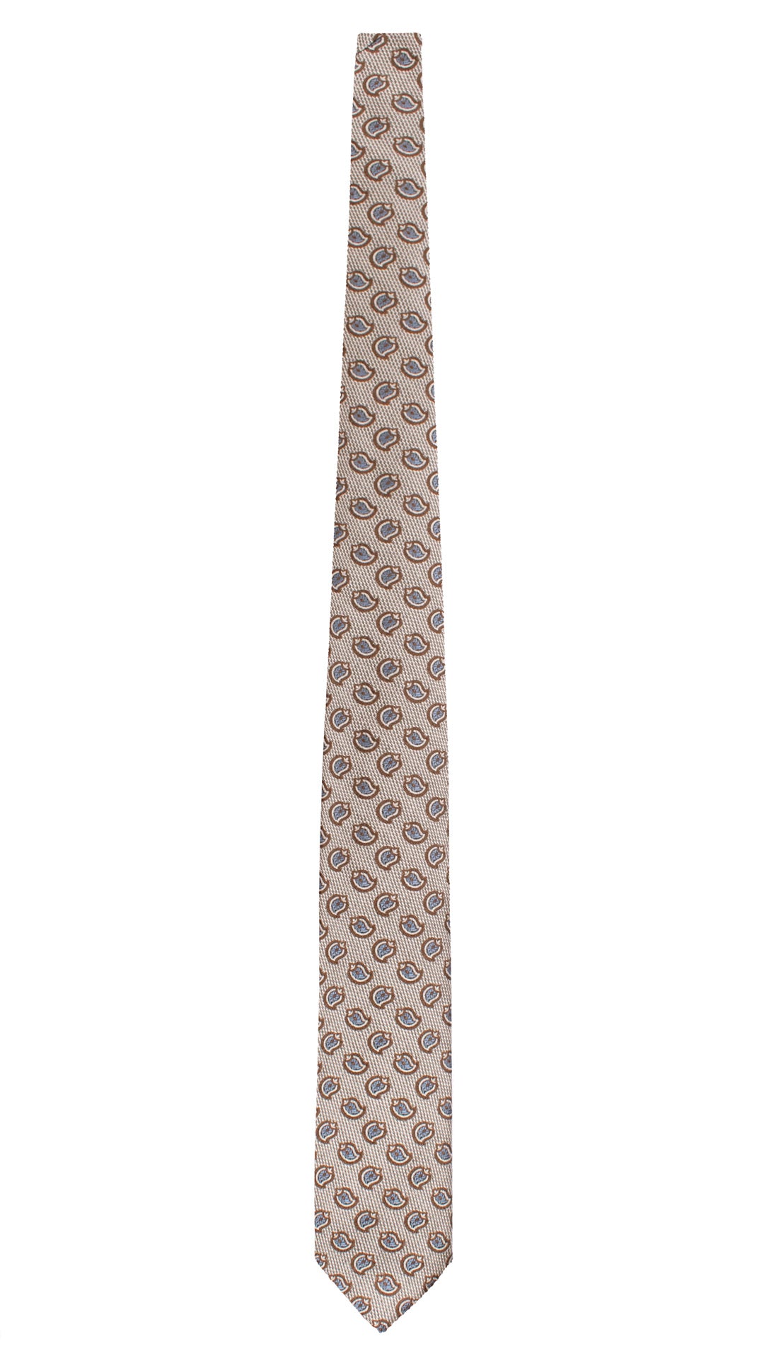 Cravatta di Seta Grigio Argento Blu Paisley Marrone Azzurro AN7723 Made in Italy Graffeo Cravatte Intera