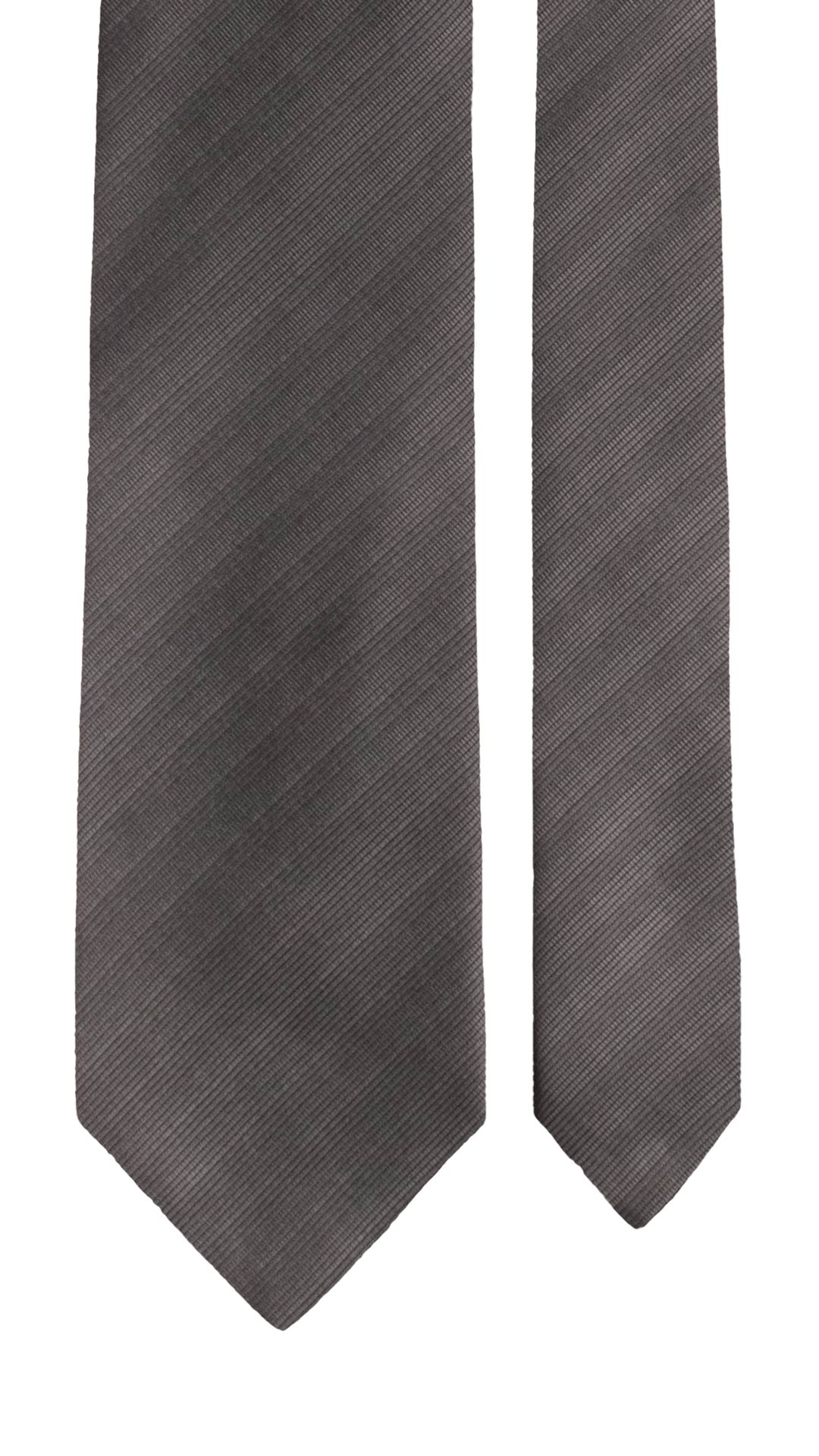 Cravatta di Seta Grigio Scuro con righe Tono su Tono 1582 Graffeo Cravatte Made in Italy Pala