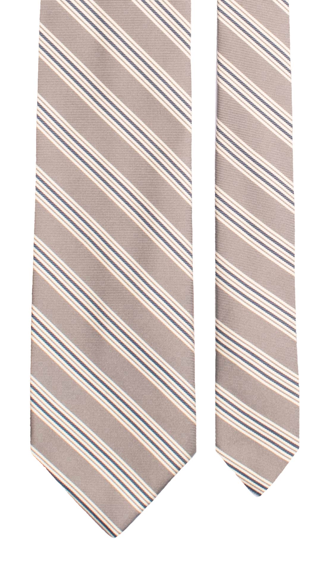 Cravatta di Seta Grigio con Righe Avorio Blu 7696 Made in Italy Graffeo Cravatte Pala