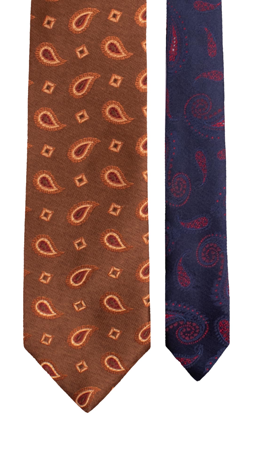 Cravatta di Seta Jaspé Cammello Paisley Tono su Tono Bordeaux Nodo in Contrasto Borgogna Fantasia Blu Marrone Bruciato N3318 Graffeo Cravatte Made in Italy Pala