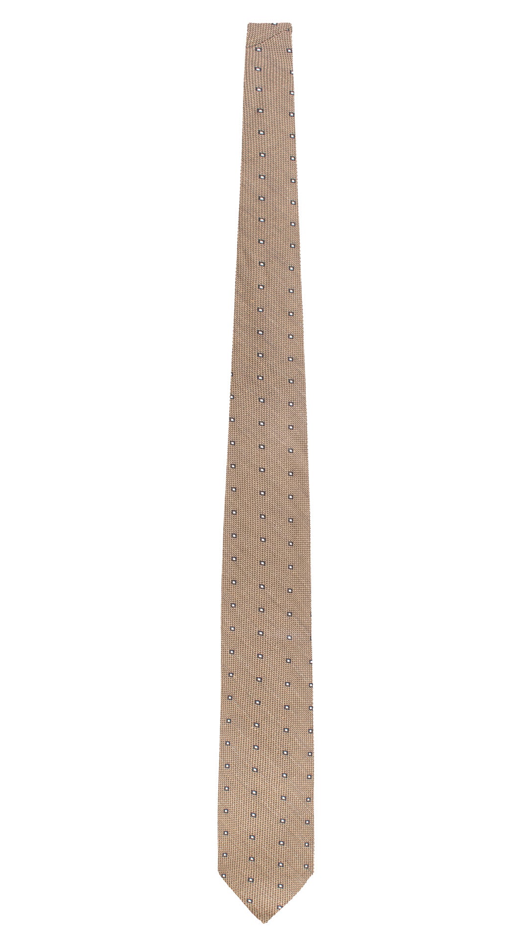 Cravatta di Seta Lino Tortora Fantasia Blu Bianco 7727 Made in Italy Graffeo Cravatte Intera