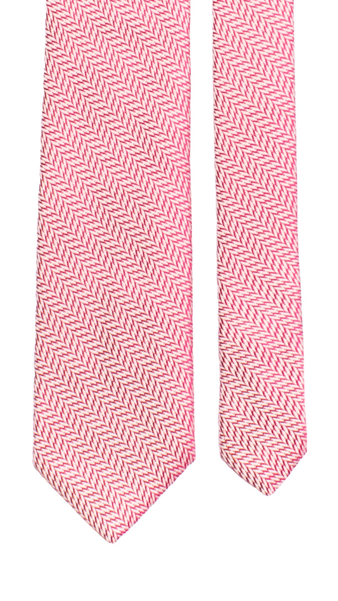 Cravatta di Seta Lisca di Pesce Magenta Grigio Argento 7252 Graffeo Cravatte Made in Italy Pala