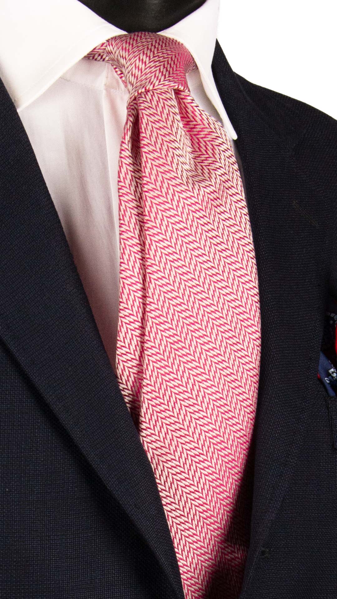 Cravatta di Seta Lisca di Pesce Magenta Grigio Argento 7252 Graffeo Cravatte Made in Italy