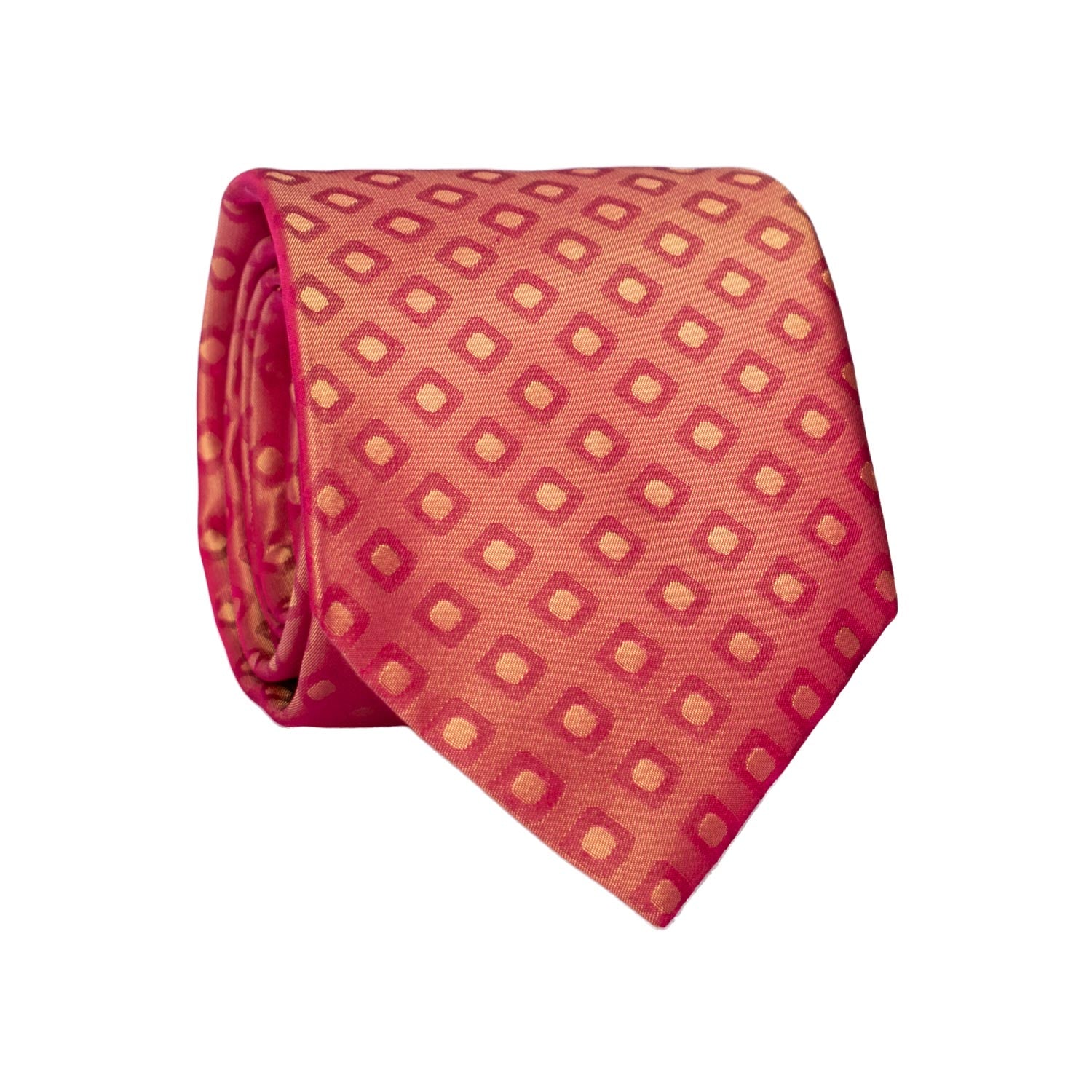 Cravatta di Seta Magenta Cangiante Fantasia Gialla 7286 Graffeo Cravatte Made in Italy Rotolo